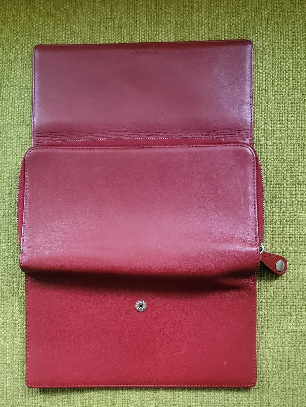 Coach Red Leather Zip Wallet